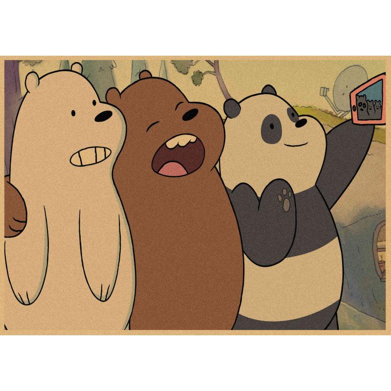 

We Bare Bears Retro Anime Comedy Poster - Kraft Paper Wall Art Decor White card paper (non-adhesive) 30*42 cm