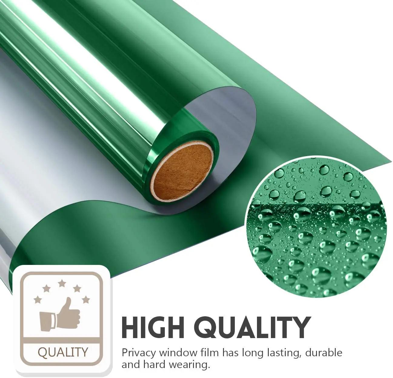 

2/3/5 метров односторонняя зеркальная оконная пленка виниловое стекло самоклеящаяся отражающая солнцезащитная пленка конфиденциальность теплоконтроль оконная тонировка для дома 40x100 cm зелёный