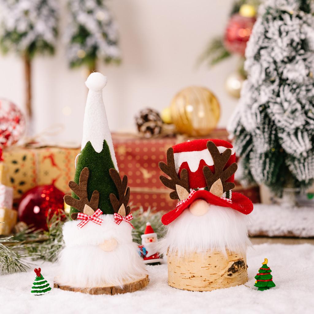 Charming Christmas Gnome Ornament With Antlers Bowtie And Santa Hat For Festive Decor