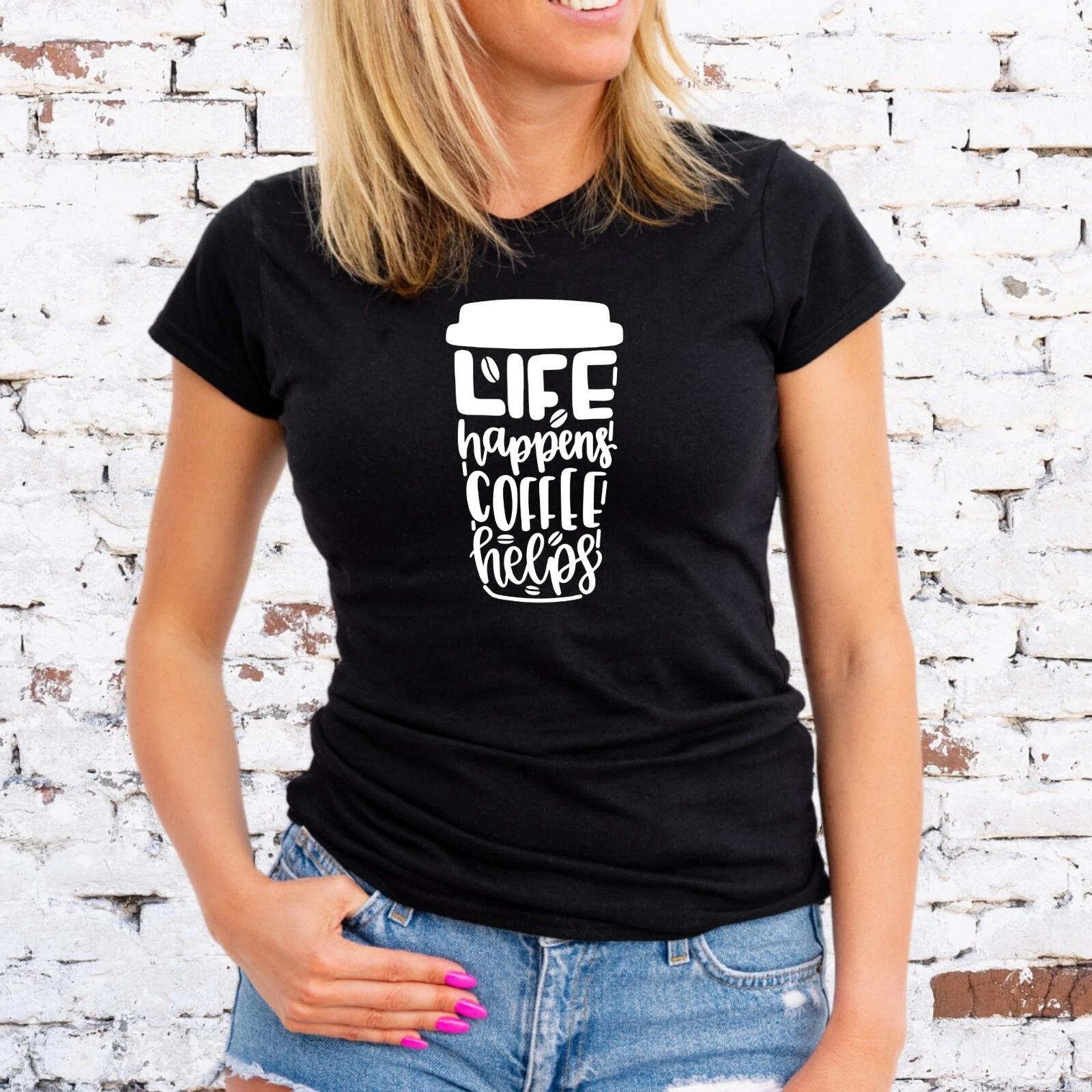 LIFE HAPPENS COFFEE HELPS T-Shirt, GILMORE GIRLS, WHITE, Unisex/Lady Fit 2XL