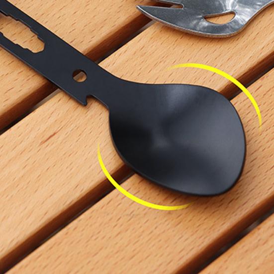 10-in-1 Multifunctional Outdoor Fork Spoon with Bottle Opener Portable Lightweight Utility Tactical Spoon Wrench Camping Utensil Survival Tool