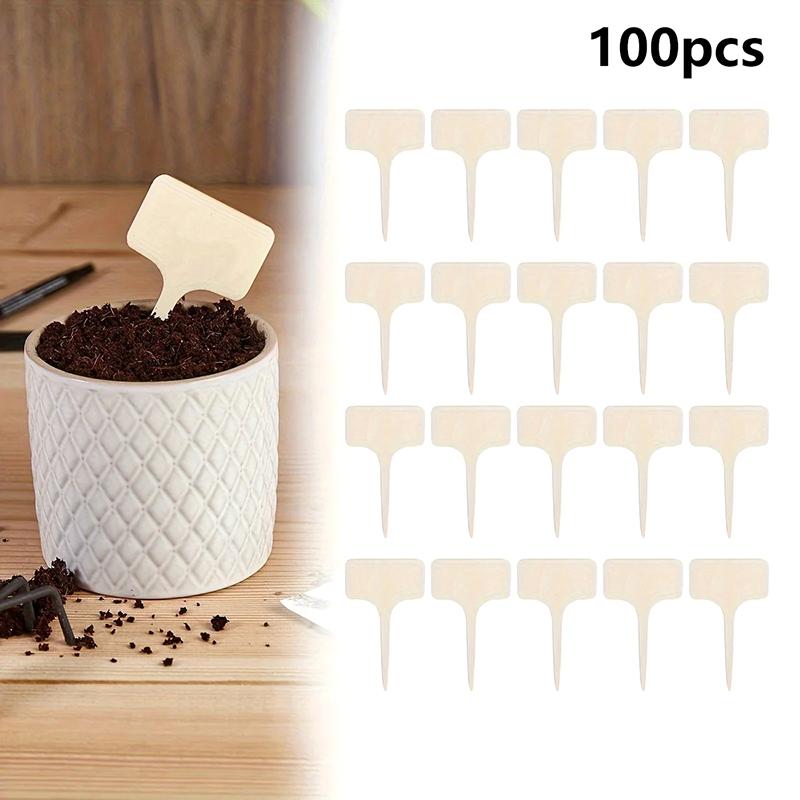Wooden Plant Label Plant Label T-Shaped Garden Marker Plant Vegetable Seedling Name Plate Outdoor Waterproof Handwritten Label