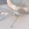 ANENJERY Round Bead Imitation Opal Short Chain Necklace Female Personality Simple Collarbone Chain Party Jewelry