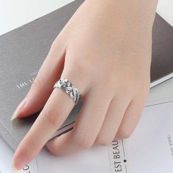Fashion Hollow Braided Rings for Men Simple CopperColor Couple Anniversary Party Gift Finger Ring Women Punk Hiphop Jewelry