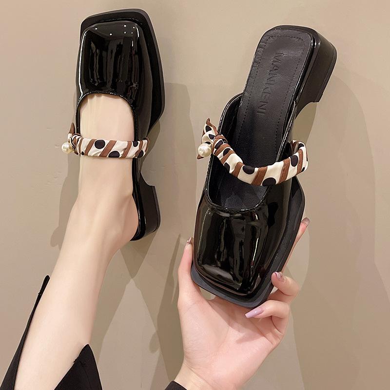 Baotou half slippers women's fashion shoes summer new muller shoes French half-support single shoes cool slippers