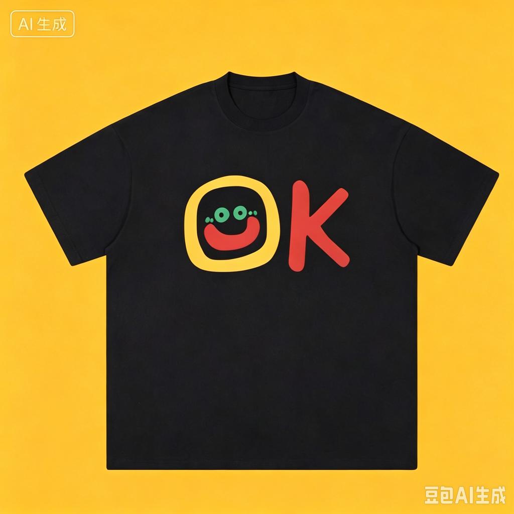 2026 New Cute Retro Ok Letter Print Shortsleeved Cotton Tshirt Loosefitting Summer Top