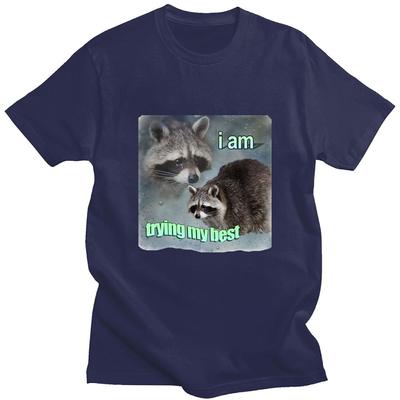 I Am Trying My Best Raccoon Meme T Shirt Funny Print Men Women T-shirt Loose Leisure Fashion Short Sleeve Cotton Cozy T Shirts