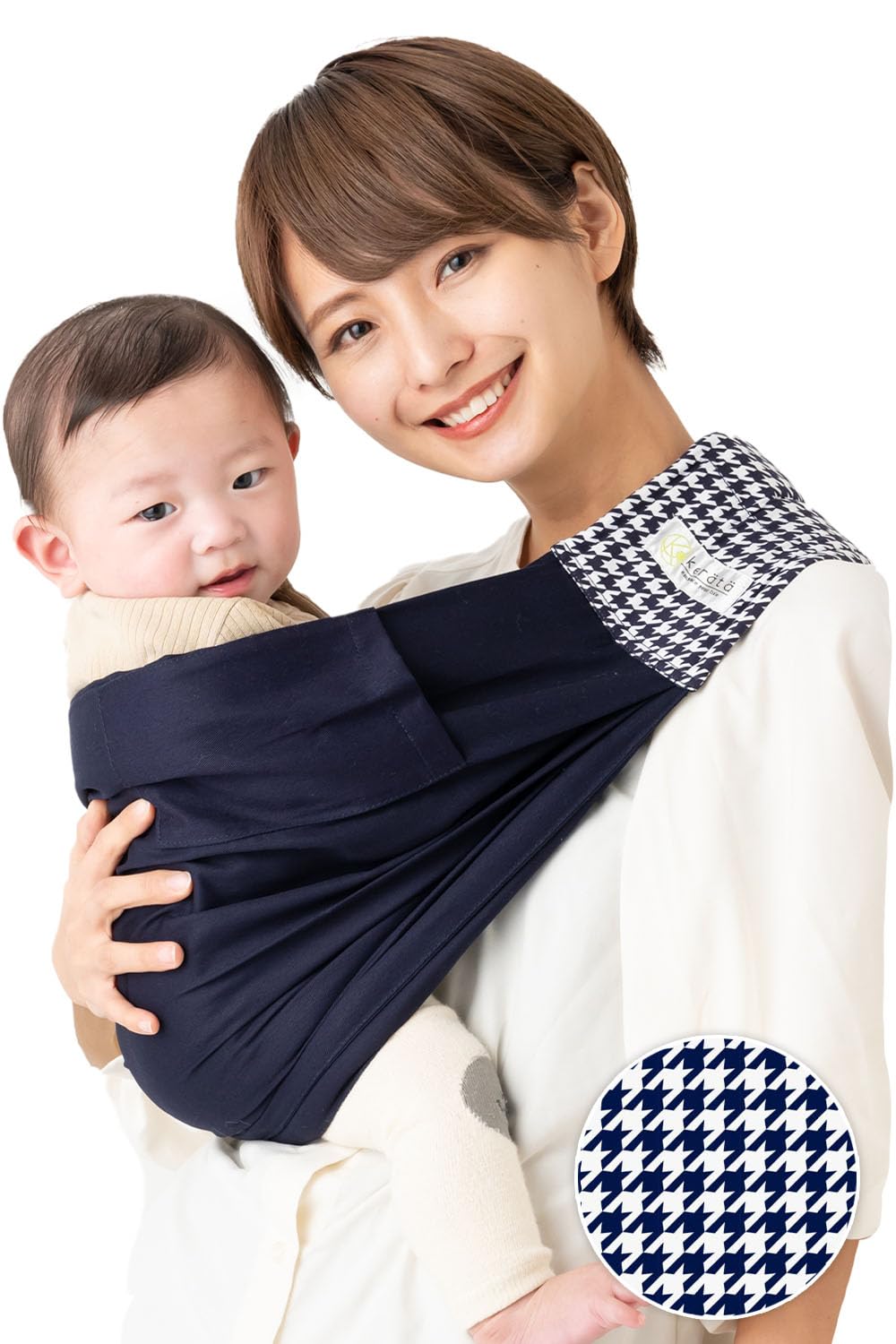 

Keratta Baby Слинг-переноска для новорожденных и по мере роста вашего ребенка, слинг-май, 6 способов ношения, (e.Клетка темно-синего цвета/Хлопок)