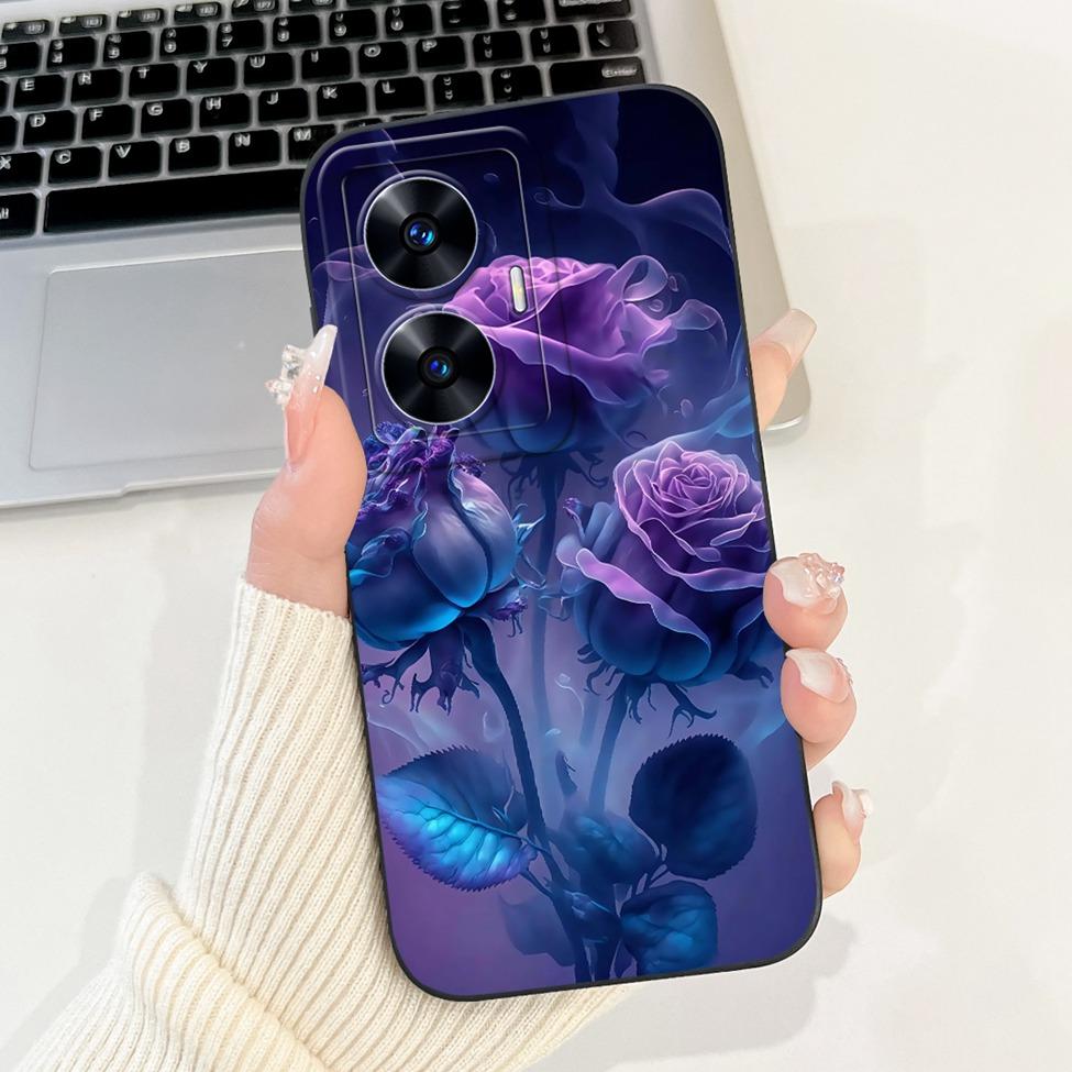 For Realme C55 Case RMX3710 Silicone Cute Cat Fashion Butterfly Flowers Love Painted Cover For Realme Narzo N55 Phone Case Funda