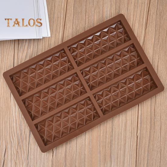 Molde de Chocolate de 6 cavidades, molde de barra de caramelo de silicona con forma Rectangular, molde antiadherente para gofres, tarta de queso, pudín, pastel, postre