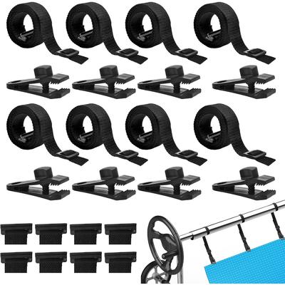 24 Pcs Pool Solar Cover Reel Attachment Kit,Solar Cover Reel Blanket Straps and Clips for Universal Inground Swimming Pool (Straps)