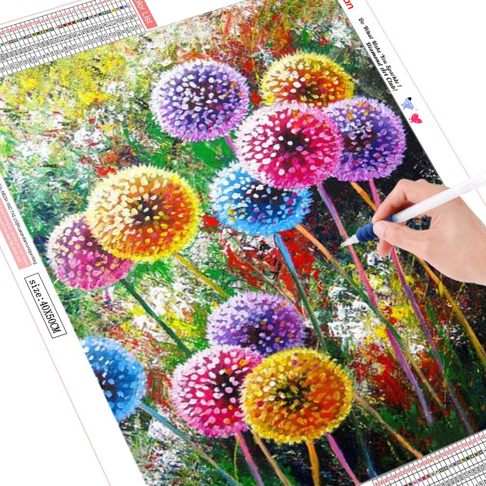 

HUACAN Full Square Drill 5D DIY Алмазная картина Цветной одуванчик Вышивка крестом 40*50 cm