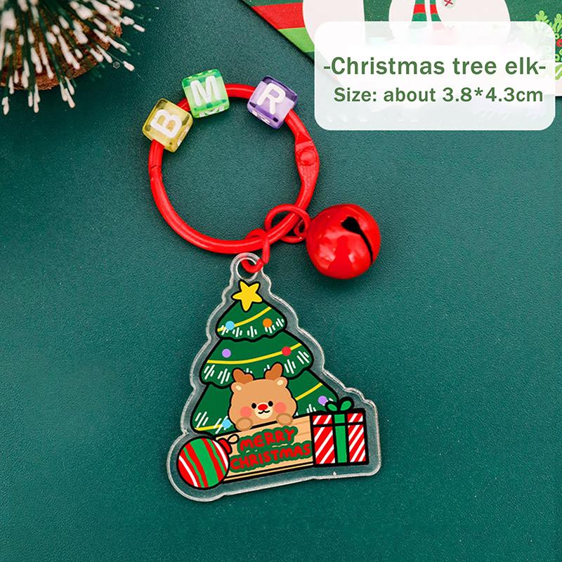 1/6Pcs 2D Christmas Keychain Cute Diy Bag Decoration Accessories High-Value Christmas Tree Keychain Pendant Festival Gift
