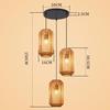 Lampe suspension rotin naturel NETTLIFE 3 lumières, Design bohème chic métal noir, Long, Luminaire E27 pour salle à manger salon
