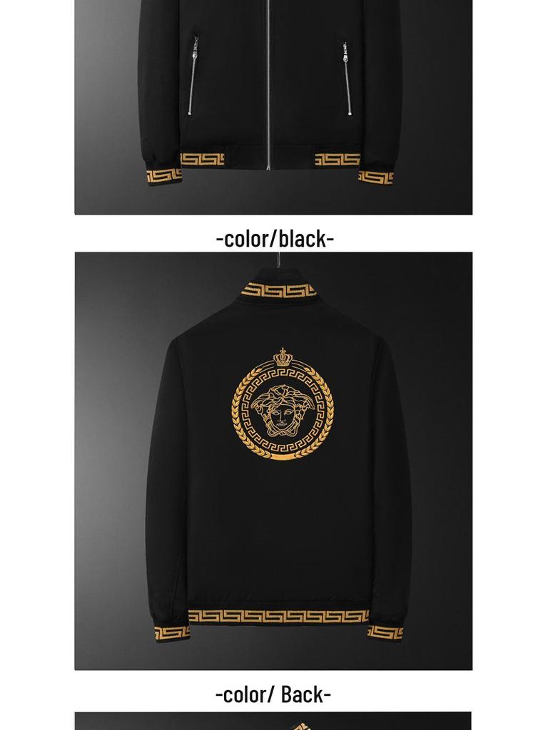 Trendy Men's Embroidered Fashion Jacket - Light Luxury Spring/Autumn Baseball Jacket for Middle-Aged and Young Men
