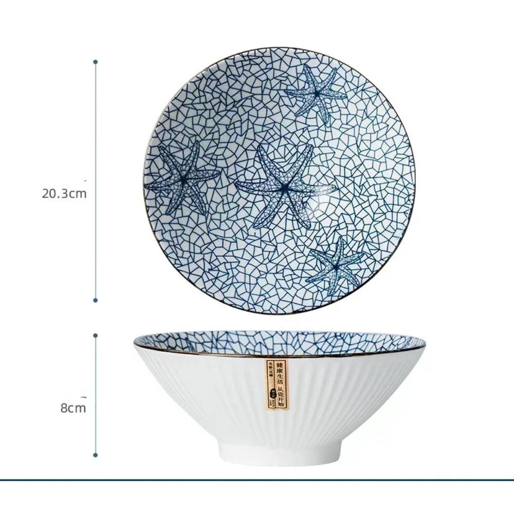 Japanese-style Ceramic Tableware Big Soup Bowl Household Large Ramen Bowl Bucket Hat Trumpet Bowl