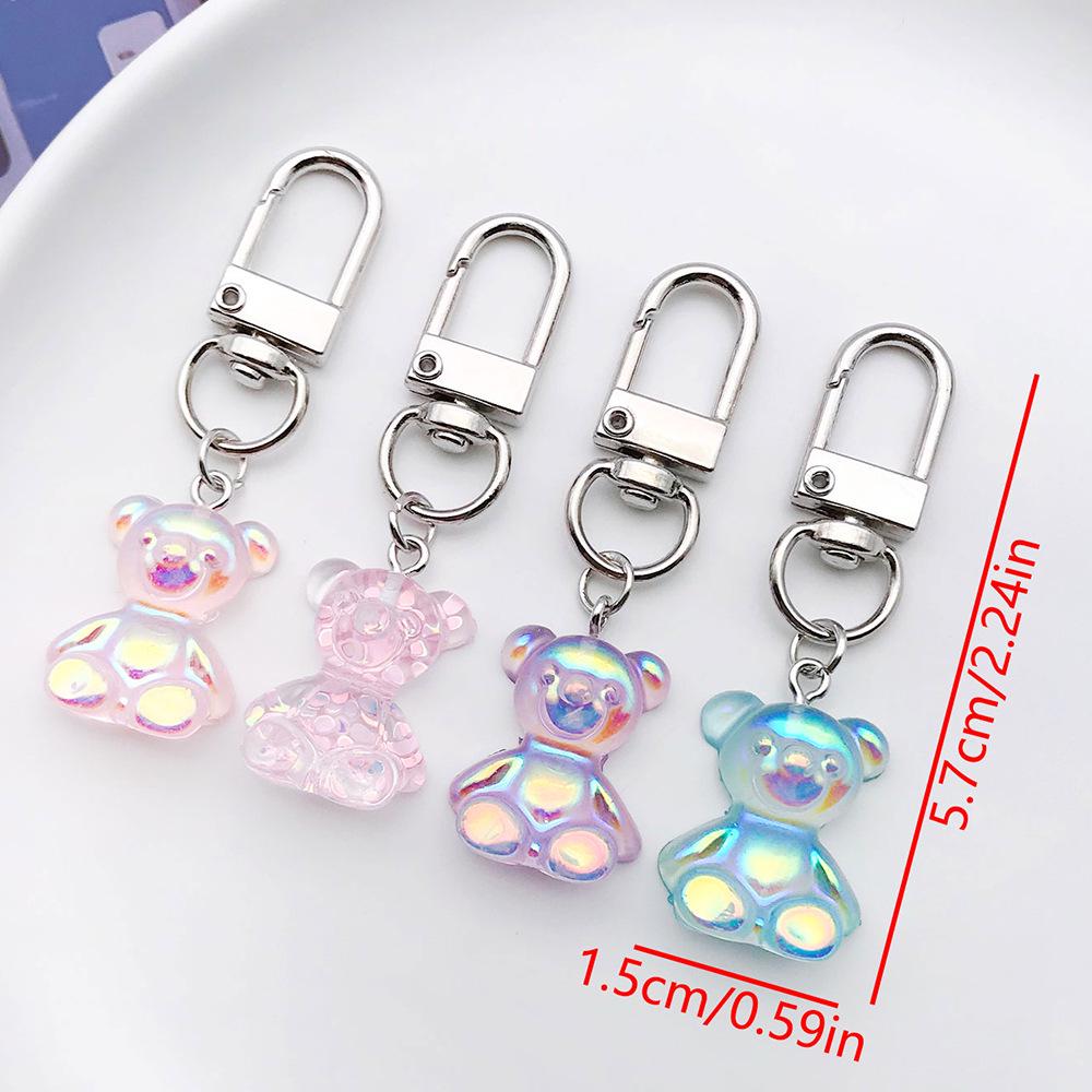 

4-Pack Iridescent Cartoon Bear Keychain Pendants.