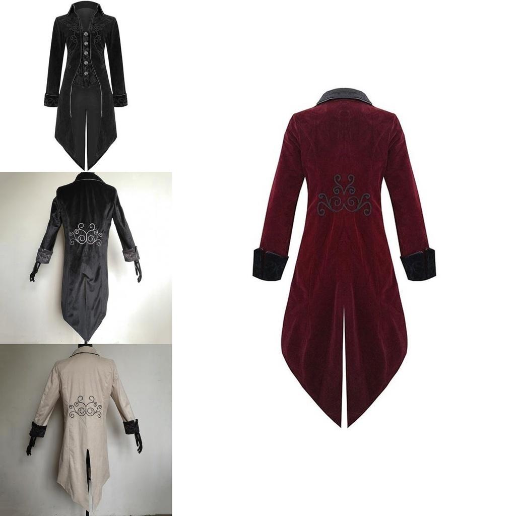 Vintage Men Tailcoat Jacket In Elegant Black For Gothic Steampunk Costume Parties