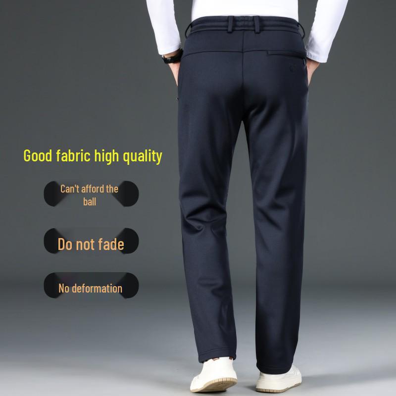 Men's Autumn Fleece-Lined Straight-Leg Elastic Sweatpants - Plus Size Casual Sports Pants
