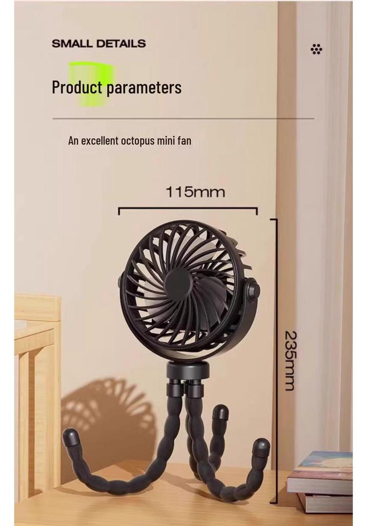 Octopus USB Rechargeable Handheld Mini Fan for Summer 2026 – Portable and Compact Dormitory/Home Cooling Solution