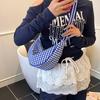 2025 Summer Retro Plaid Dumpling Bag Women's Versatile Shoulder Messenger Bag Casual Commuter Croissant Bag