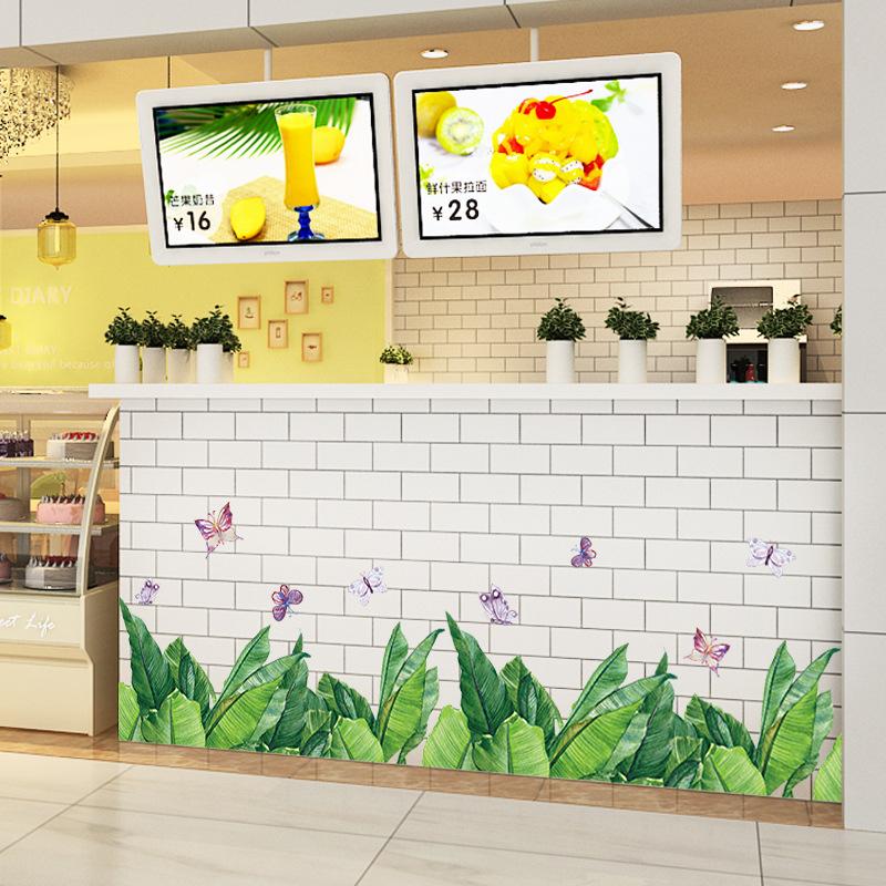 Grüne Pflanze Schmetterling Wandaufkleber für Sockelleiste Schlafzimmer Wohnzimmer Heimdeko