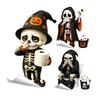 Waterproof PVC Toilet Art Halloween Skeleton Sticker, Funny Pooping Lid Decal, Dark Humor Decal Adhesive Bathroom Sticker for Tank, Holiday Home Decor