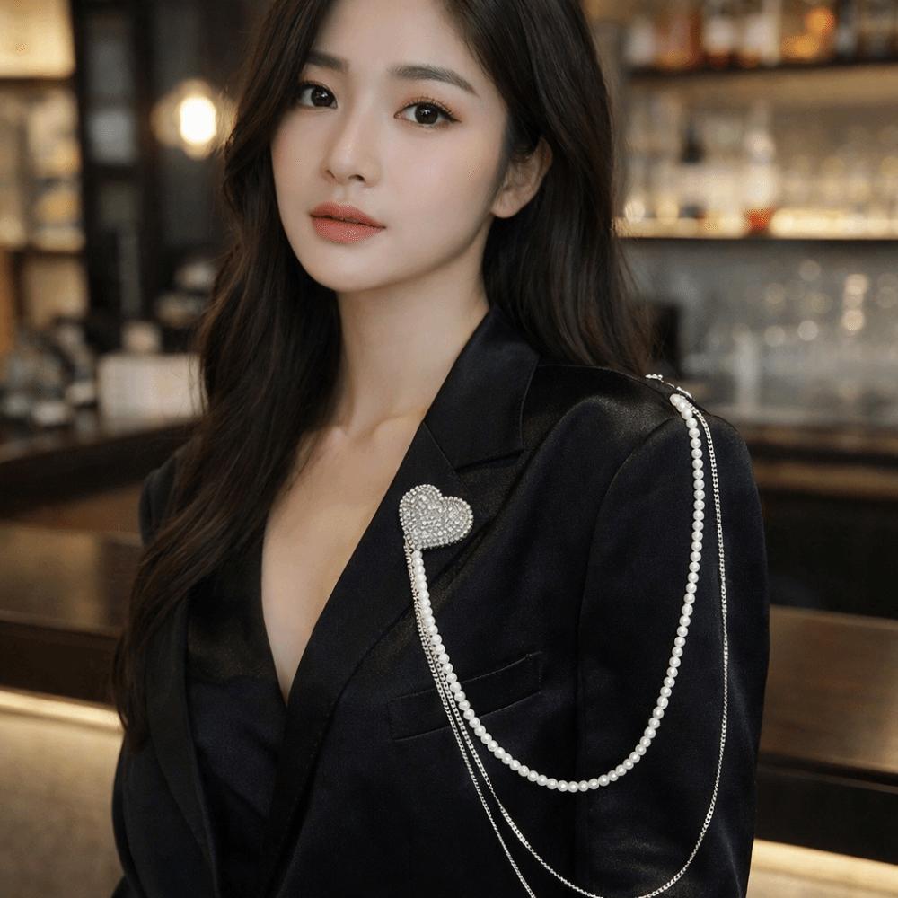 Long Chain Rhinestone Chain Pin Minimalist Style Trouser Fastener Tassel Chain Brooch Jewelry
