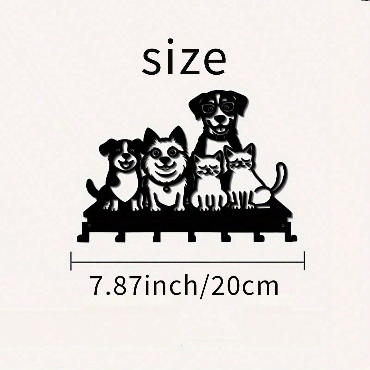 

Pet Theme Key Hook Set 7 Hooks Wall Mounted Storage Rack Durable Rustproof for Keys Towels Coat Home Decor 15x20