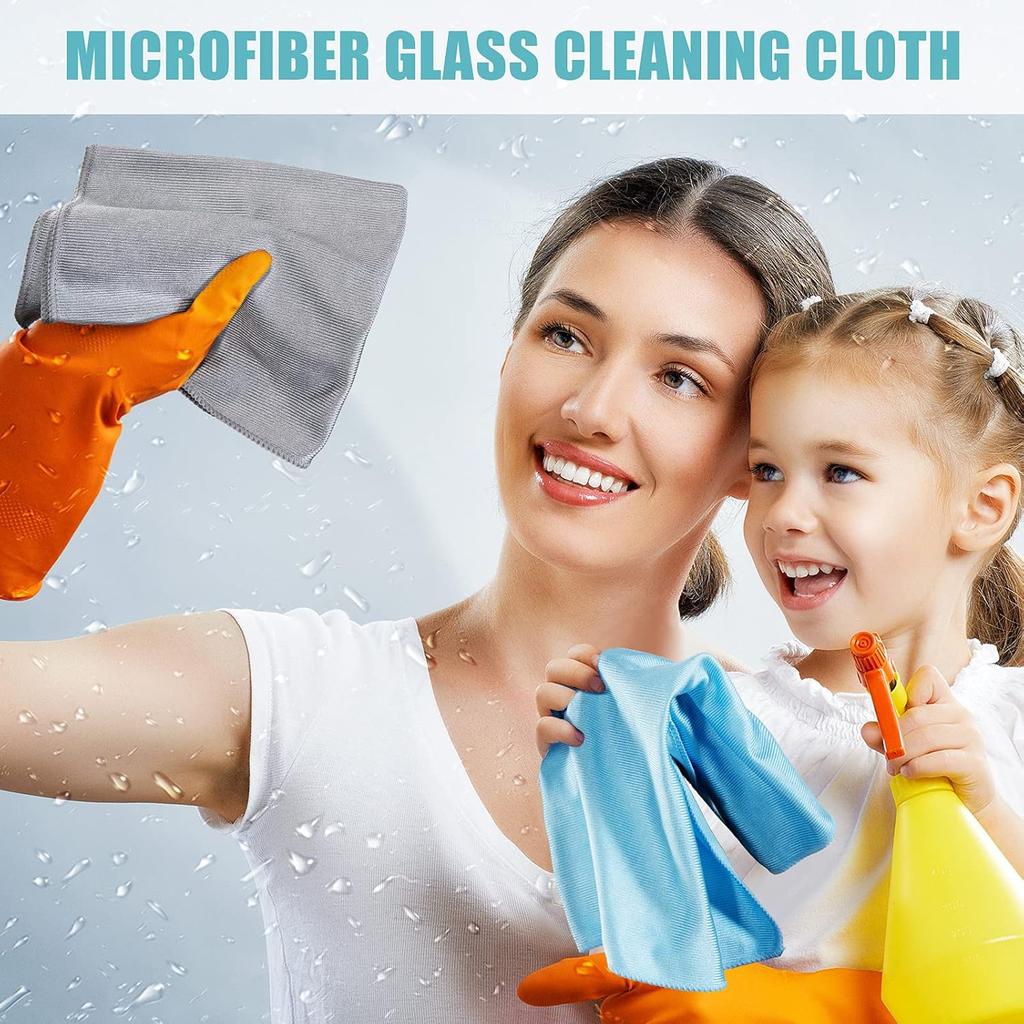 Tatuo 18 Pcs Microfiber Cloth Glass Cleaning Polishing Cloths (16 X 16) Microfiber Cloth for Glasses Reusable Cleaning Towels for Windows Windshields