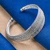 Luxurious 925 Sterling Silver Exquisite Multi-Layered Sparkling Open Bracelet Women Party Wedding Jewelry Accessories
