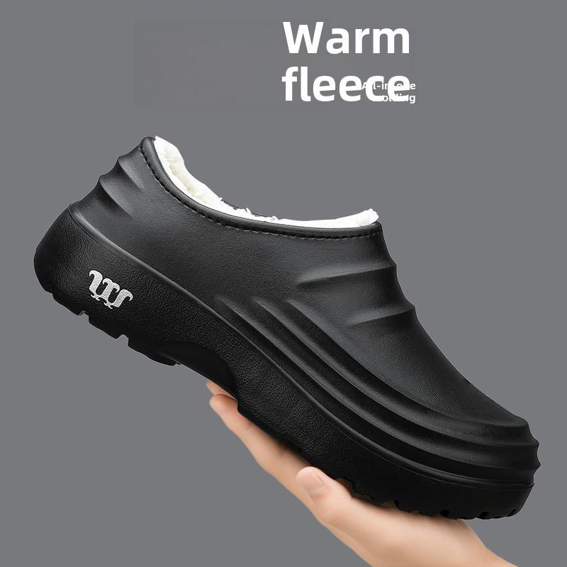 Winter Fleece Anti-Skid Chef Shoes For Men Women Garden Shoes Clogs Nurse Shoes Rubber Sandals Kitchen Working Cooking Shoes