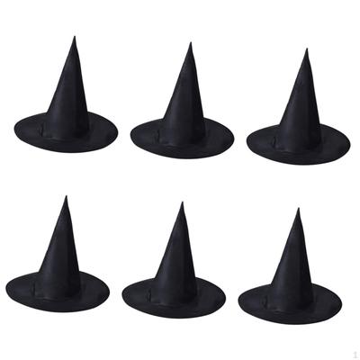 6 Pieces Halloween Witch Hat Wizard Cap Headwear Headgear Sorceress Pointed for