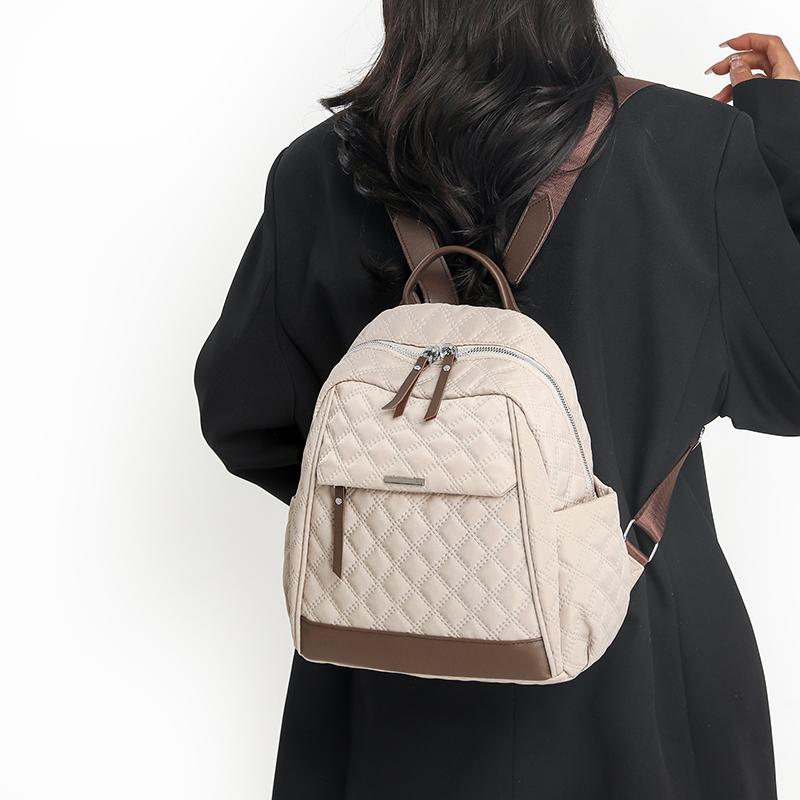 Rhomboid Quilted Backpack Women's Large Capacity Backpack