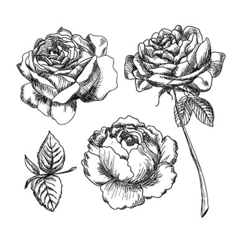 Buy Flowers Silicone Clear Seal Stamp DIY Scrapbooking Embossing Photo ...