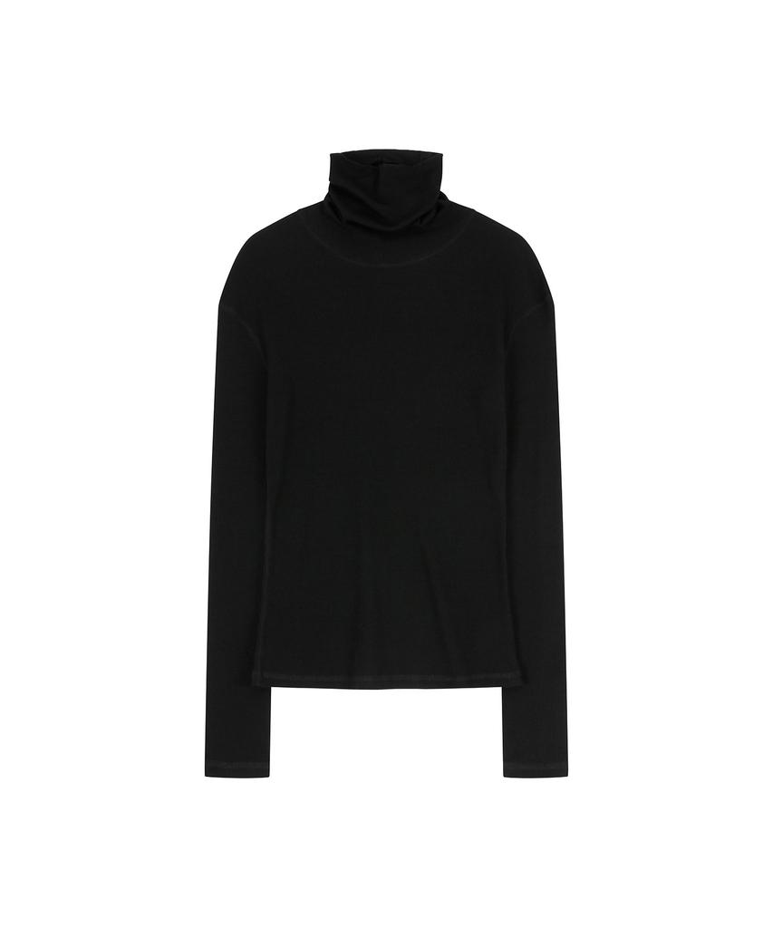 VIS A VIS Wool Ribbed Jersey Turtleneck (Black)