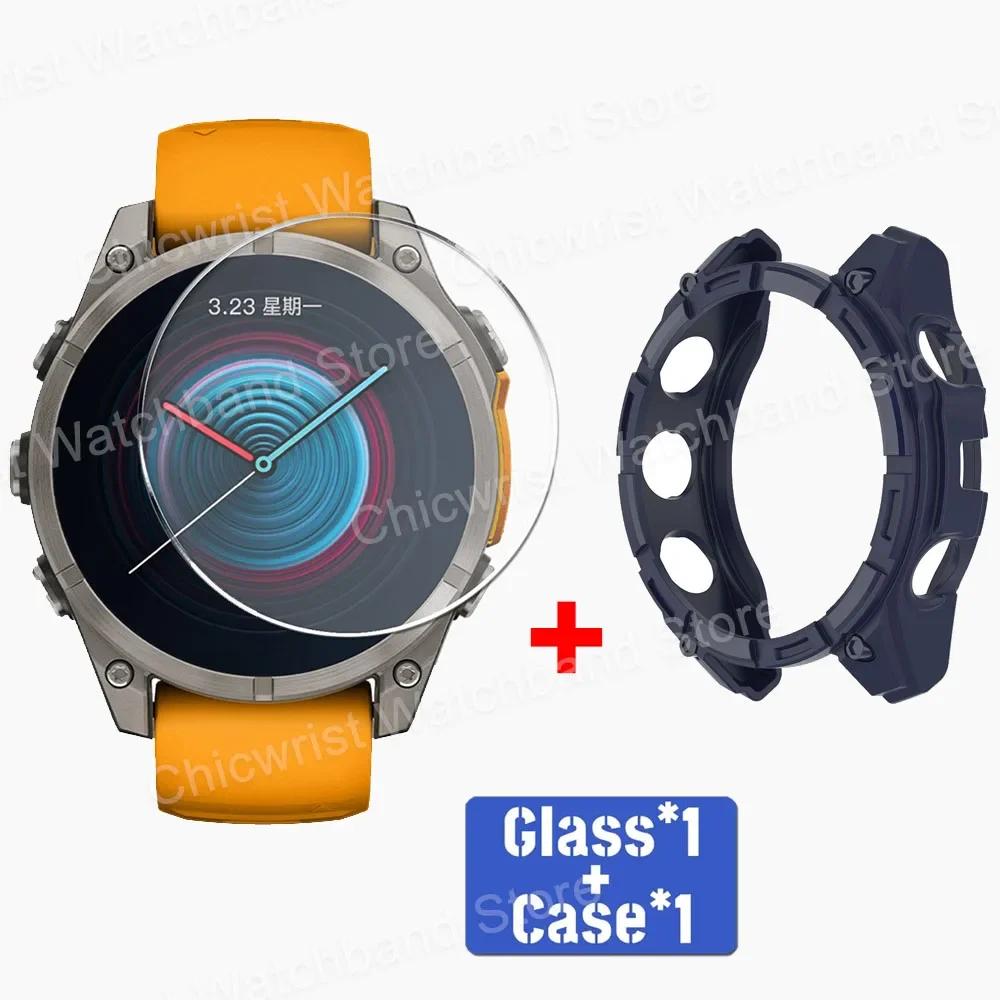 TPU Case+Tempered Glass For Garmin Fenix 8 51mm 43mm 47mm Screen Protector Silicone Anti-scratch Bumper for Fenix 8 Accessories