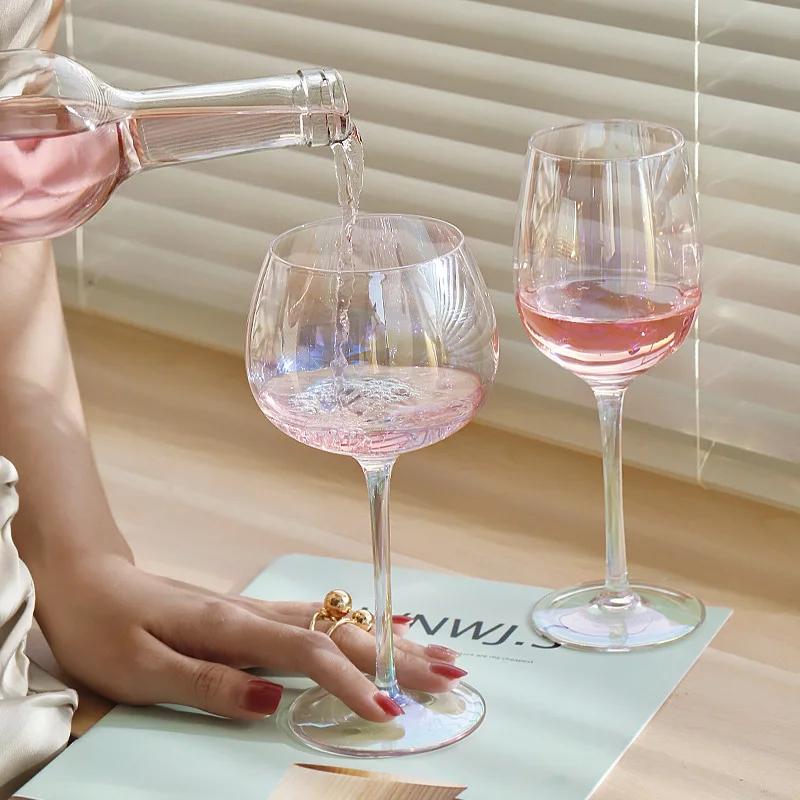 High-end European Style Goblet Crystal Rainbow Red Wine Glass Wedding Cocktail Glass Champagne Wine Glass Home Bar Utensils Gift