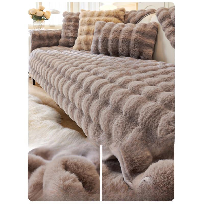Plush Sofa Cushion Winter Thickened Cushion Non-Slip Leather Sofa Special Cover Cover Cloth