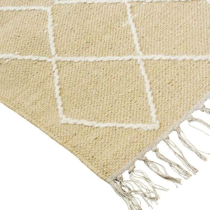 Cotton Rug with Cross Pattern In Thick Natural Wool 120x170