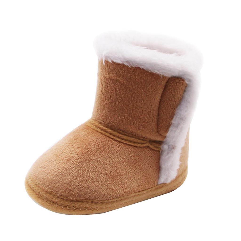 Infant Newborn Baby Girls Cashmere Plush Winter Boots Bandage Warm Shoes