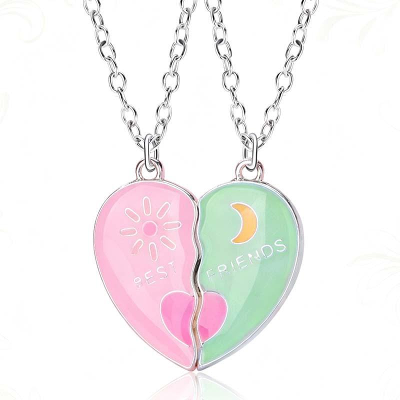 Fashion Best Friends Honey Love Couple Pendant Necklace Chain Choke Broken Heart BFF Good Friendship Jewelry Gift