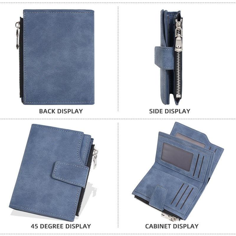 Baellerry Artificial Leather Short Wallets for Men Vintage Design Business Card Holder Zipper Cash Bag Packs Coin Purse