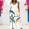Women Spaghetti Strap Jumpsuit Cartoon Night Moon Cloud Star Print Wide Leg Pants With Pockets
