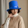 X6HE Elegant Stage Performances Tall Hat Cosplay Costume Gentleman Hat with Roll Trim Adult Carnivals Party Photography Hat