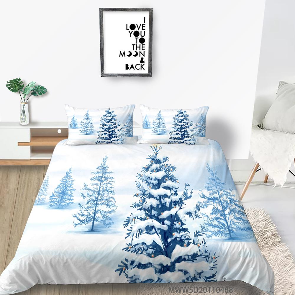 3D Digital Printing Quilt Cover Pillowcase Two Or Three Piece Set Christmas Gift Polyester