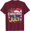 Christmas In July Sunglasses Beach Santa Hat Hawaii Unisex T-Shirt