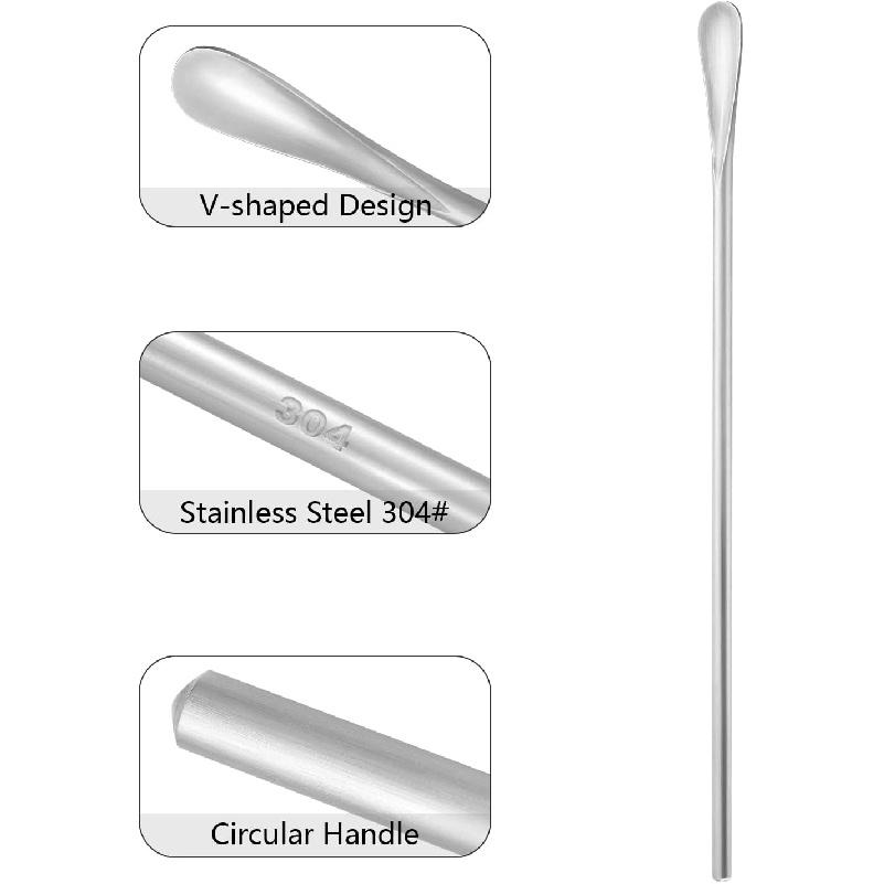 8.5Inch/21.8cm Coffee Stirrers Spoon,Silver Stainless Steel 304# Coffee Stir Sticks,Round Solid Long Handle Cocktail Beverage Iced Tea Stirring