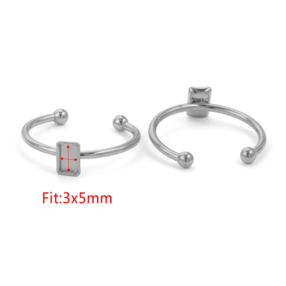 10 Stück Verstellbare Edelstahl Offene Ringfassungen Leere Basis Fassung Cabochon Ringe Für Schmuckherstellung DIY Fingerring Leere