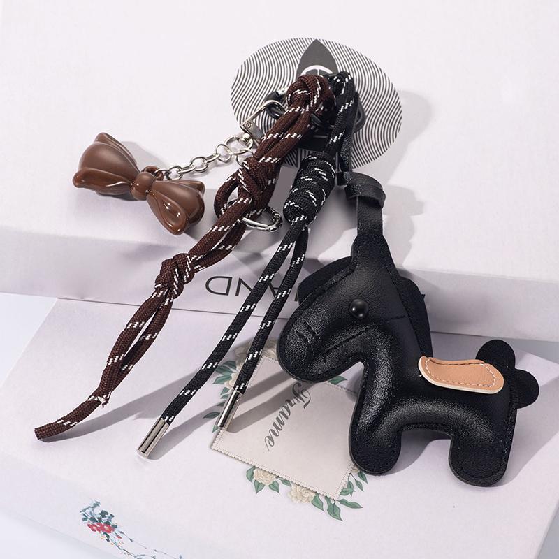 Yogodlns New Brown Bow Woven Lanyard Bag Pendant Versatile PU Leather Pony Fashion Bag Accessories Spare Parts for Bags